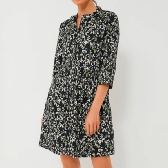 Tuckernuck Verdant Iris Royal Mini Shirt Dress-Womens M-Black/Green-Fall-NEW-NWT - Picture 1 of 10
